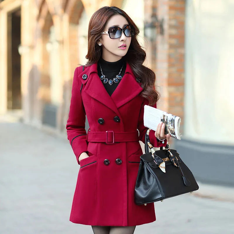 Elegant Office Solid Long Trench Coat