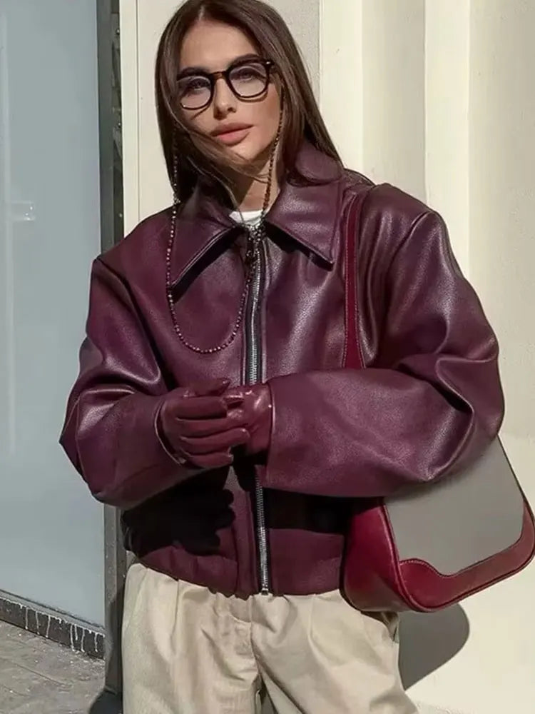 Faux PU Leather Jacket
