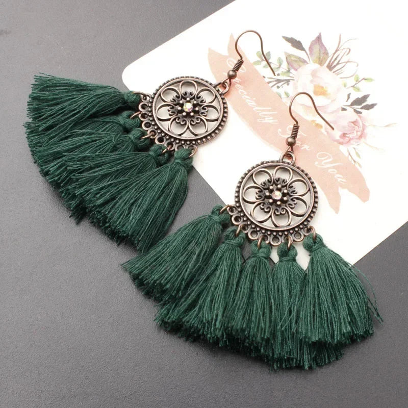 Vintage Ethnic Long Tassel Earrings