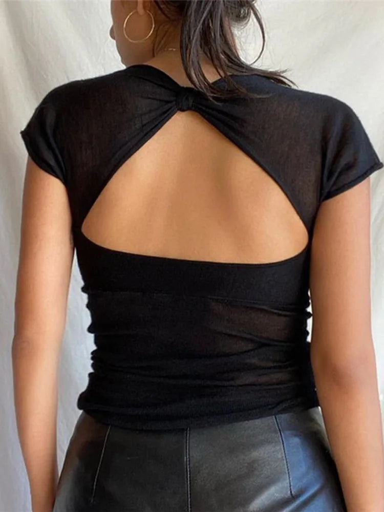 Sexy Square Collar Backless Summer Top