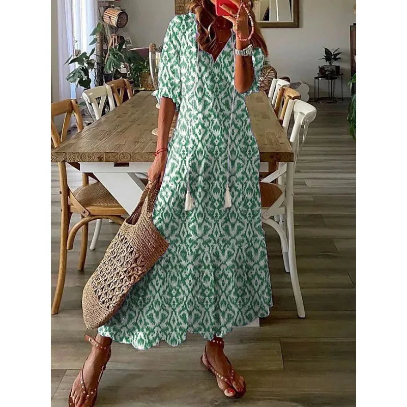 Flower Print Bohemian Dress