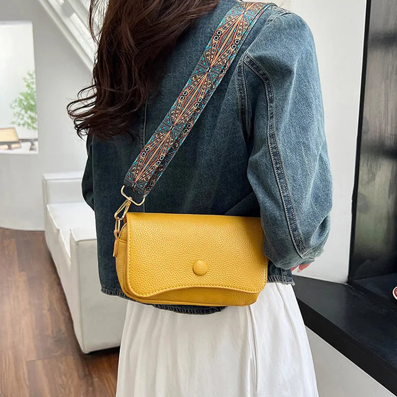 Wide Strap Crossbody Shoulder Bag