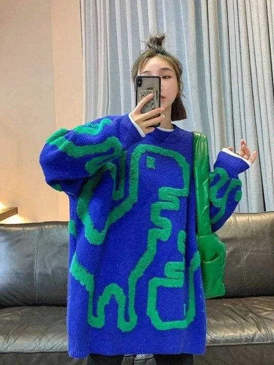 Loose O-neck Fuzzy Sweater