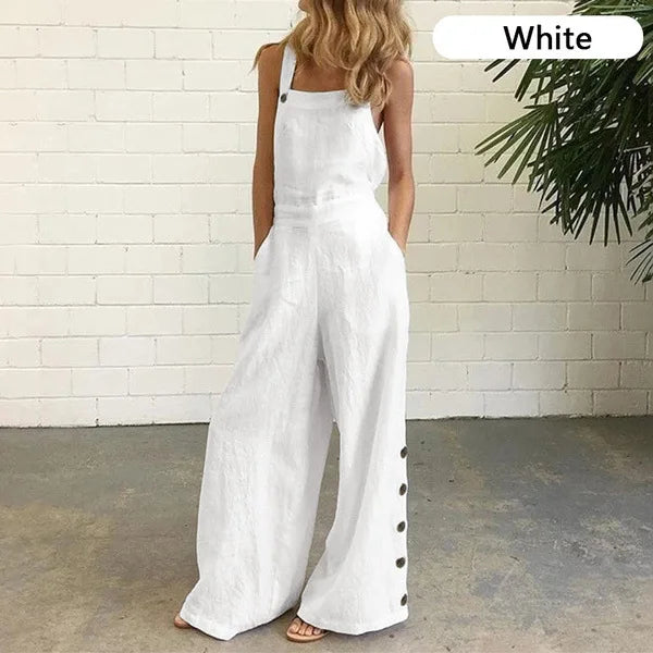 Wide Leg Side Button Jumpsuit