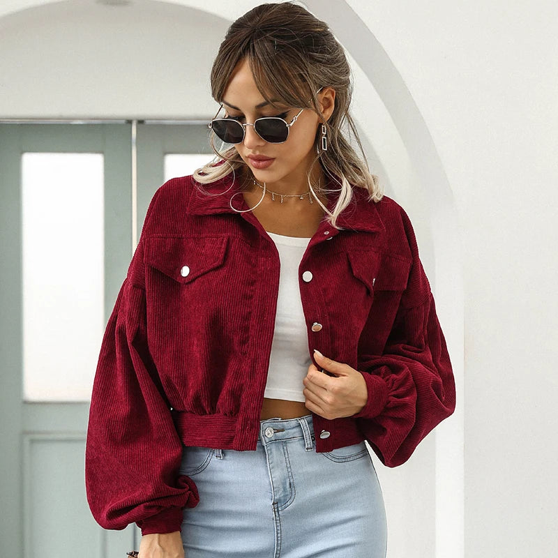 Lantern Sleeve Cropped Jacket