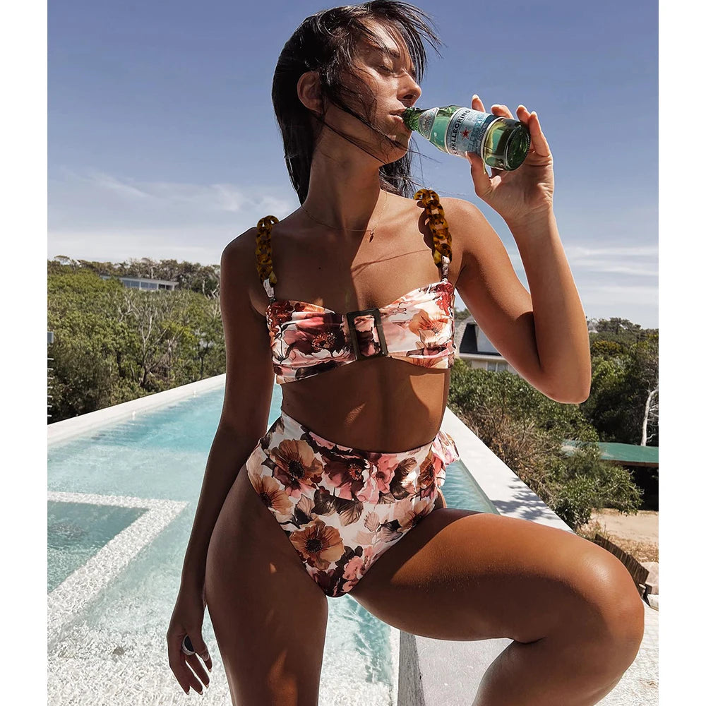 Cutout Halter Low Waist Bikini Set