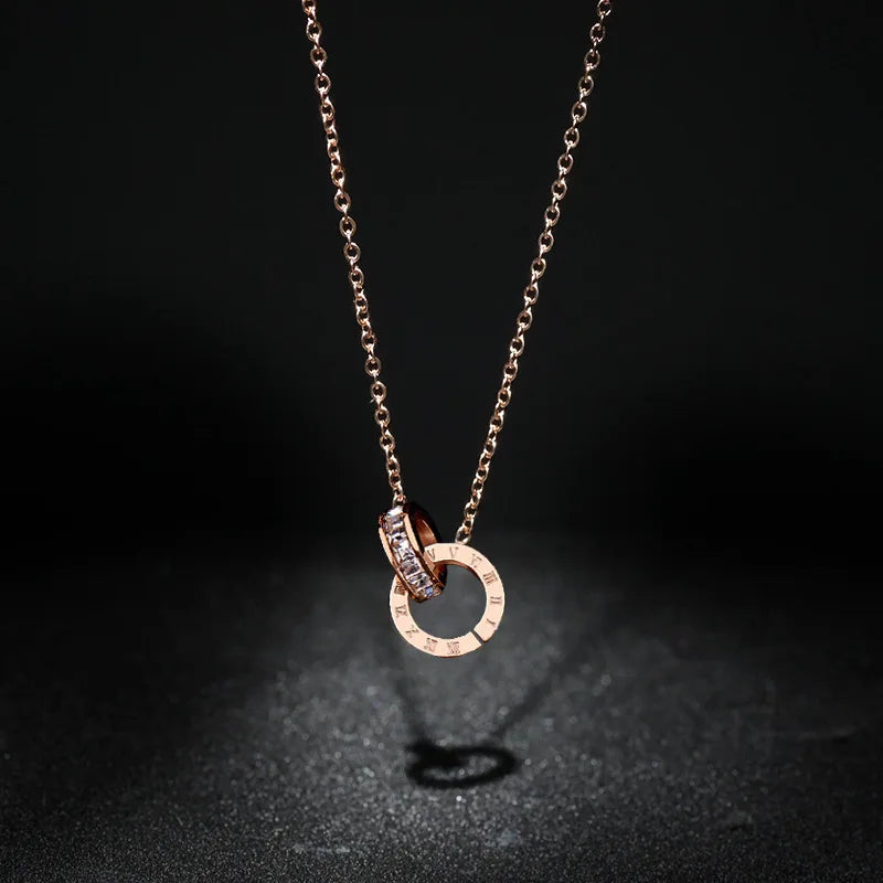 Luxury Roman Numeral Pendant Necklace for Women