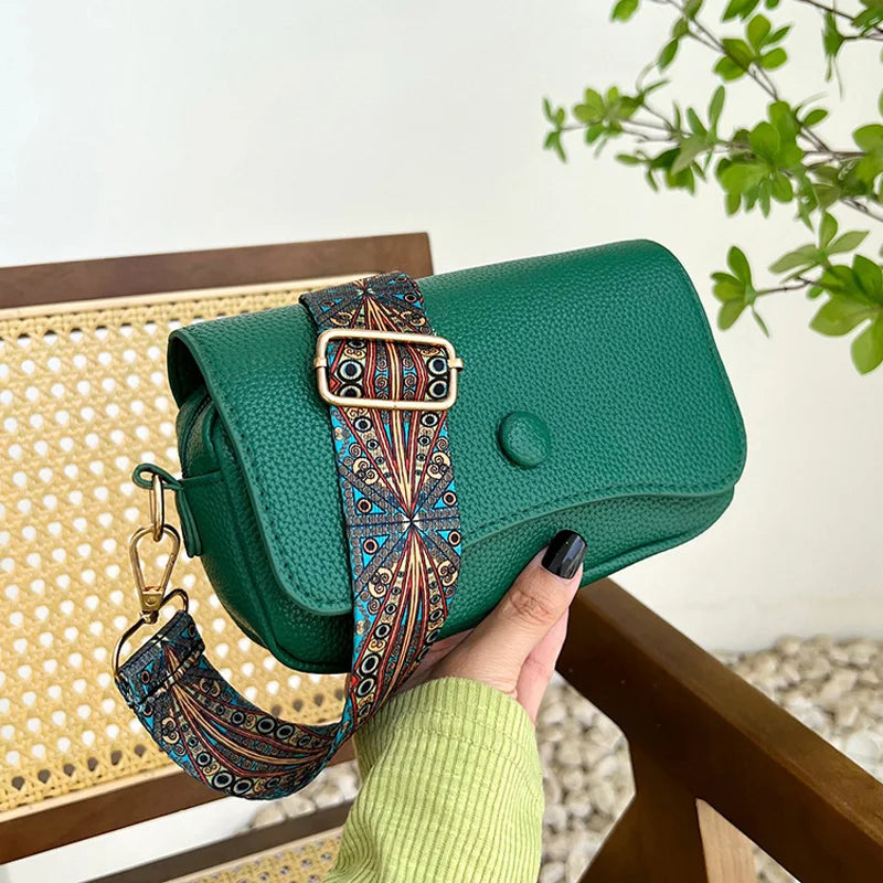 Wide Strap Crossbody Shoulder Bag