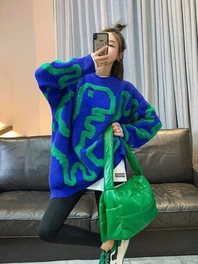 Loose O-neck Fuzzy Sweater