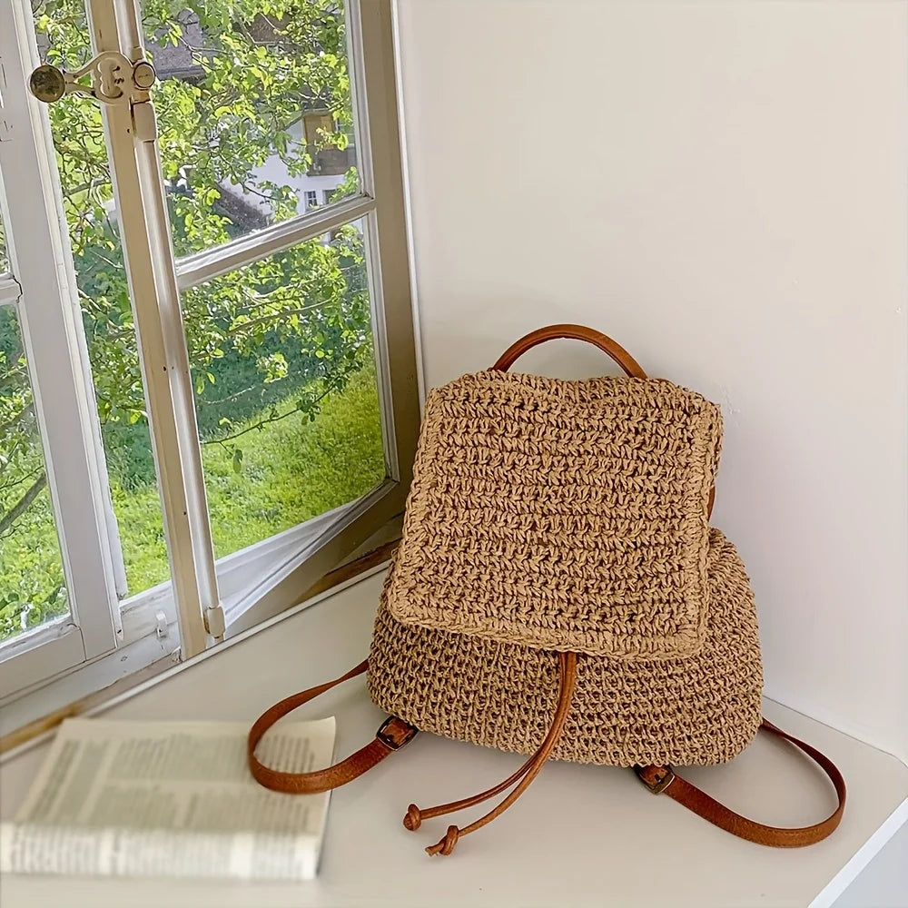 Versatile Large Woven Beach Backpack