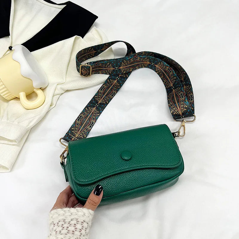 Wide Strap Crossbody Shoulder Bag