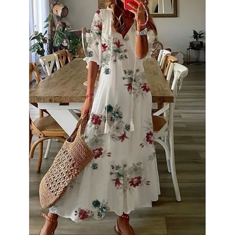 Flower Print Bohemian Dress