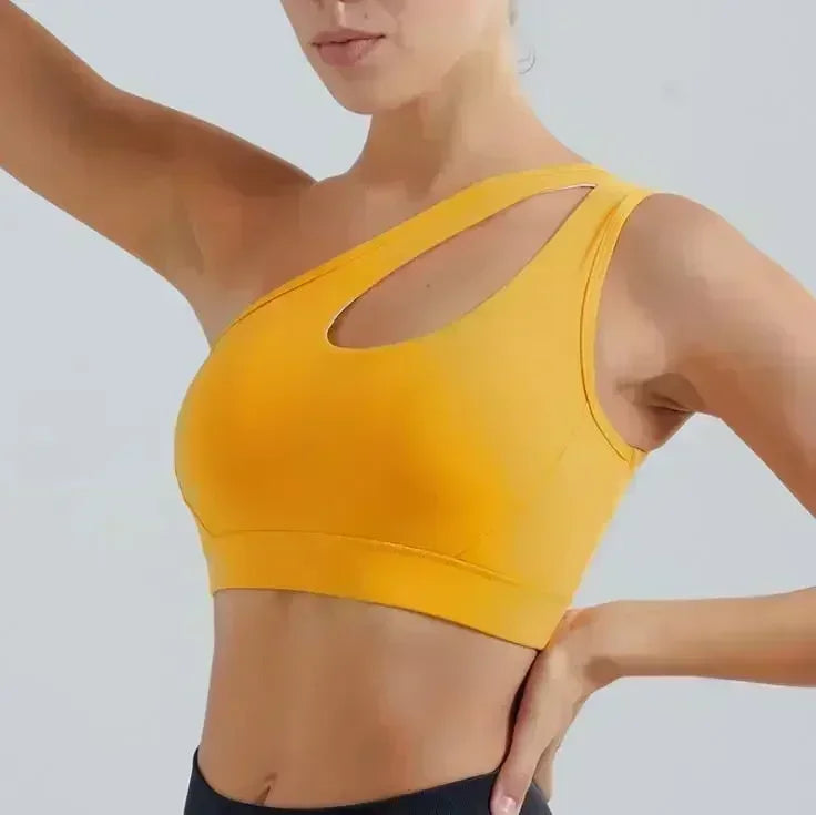 Sexy One-Shoulder Push-Up Sports Bra for Women