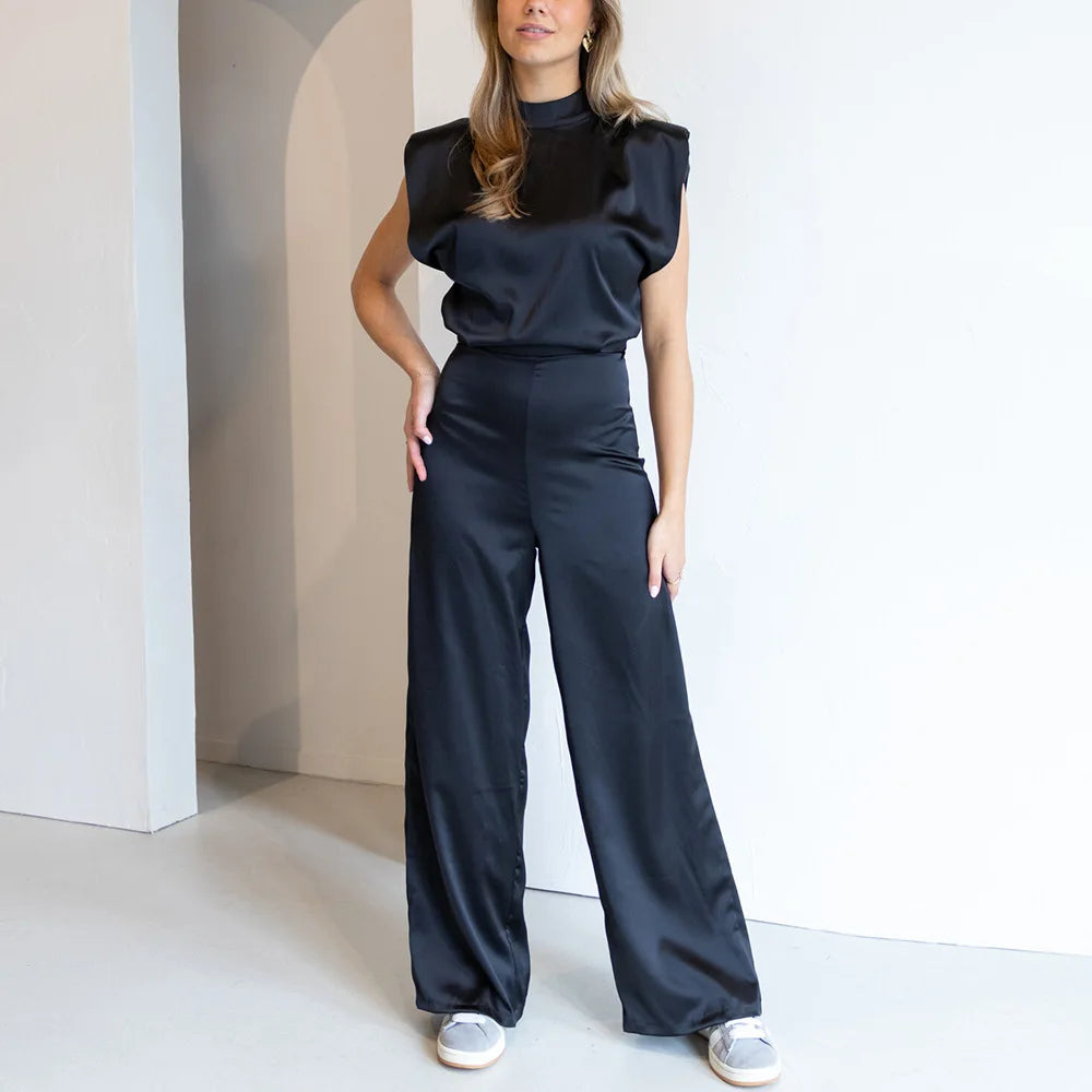 Elegant Summer Silk Satin Jumpsuit