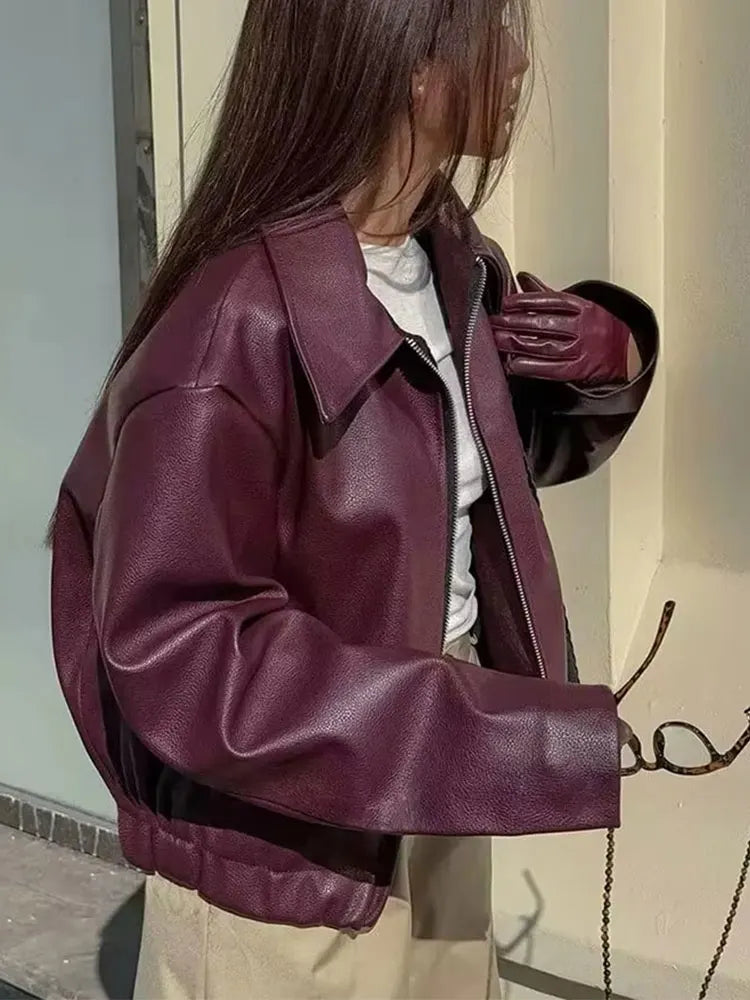 Faux PU Leather Jacket