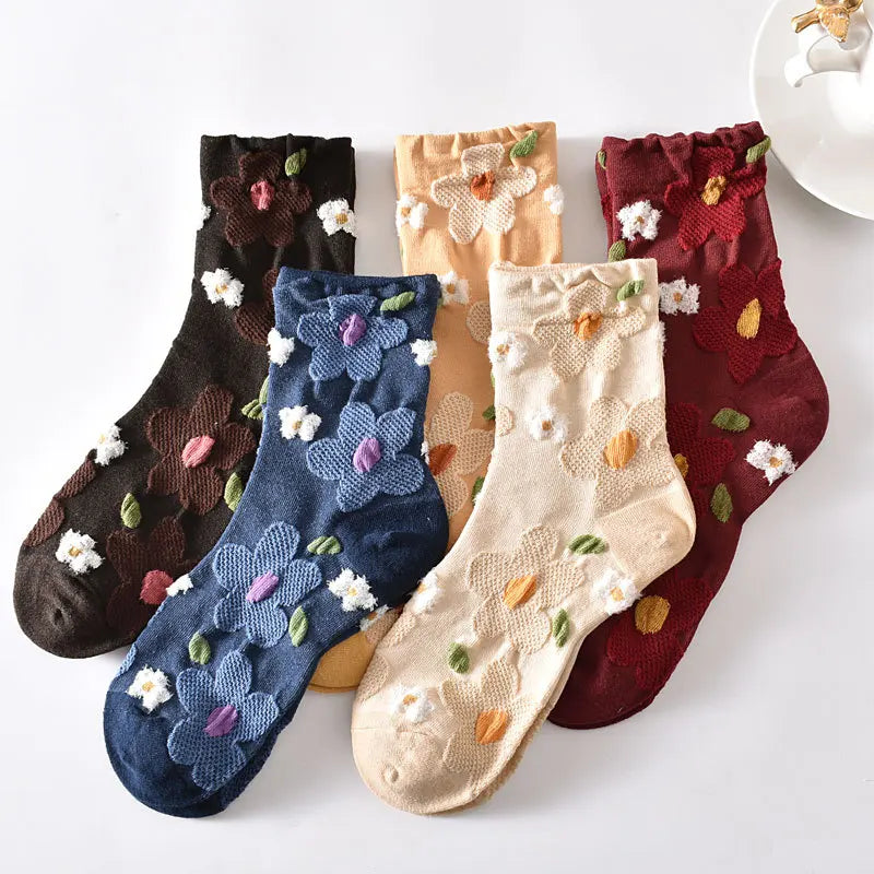 Retro Harajuku Embroidered Women Socks