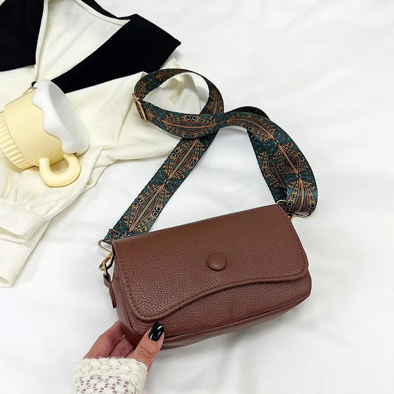Wide Strap Crossbody Shoulder Bag