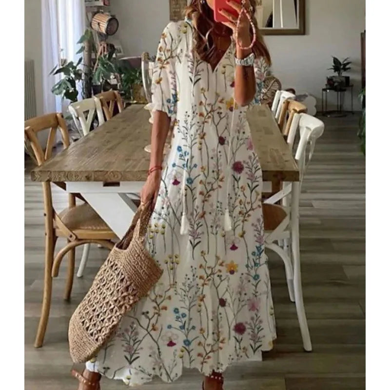 Flower Print Bohemian Dress