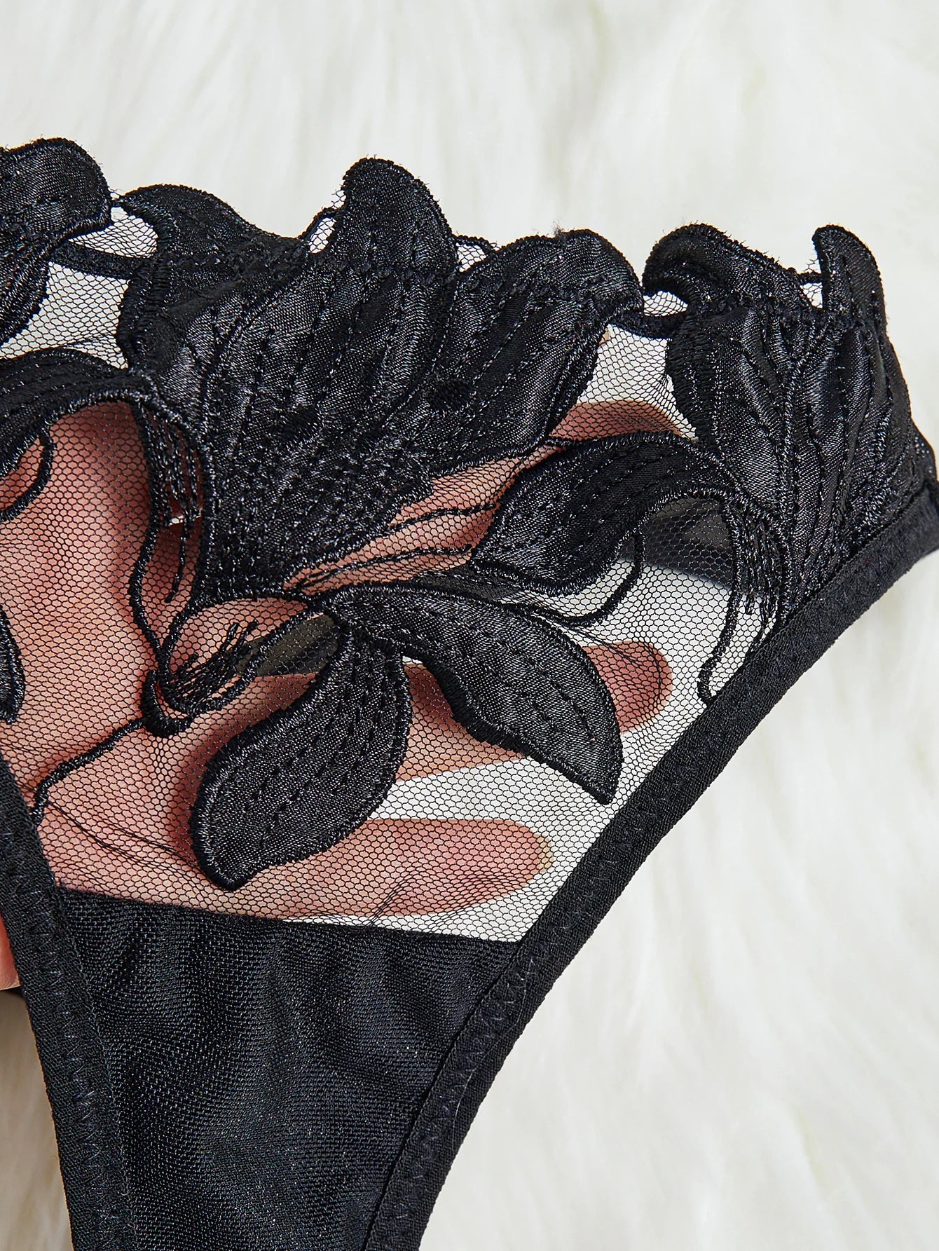 3D Mesh Embroidery Lingerie Set