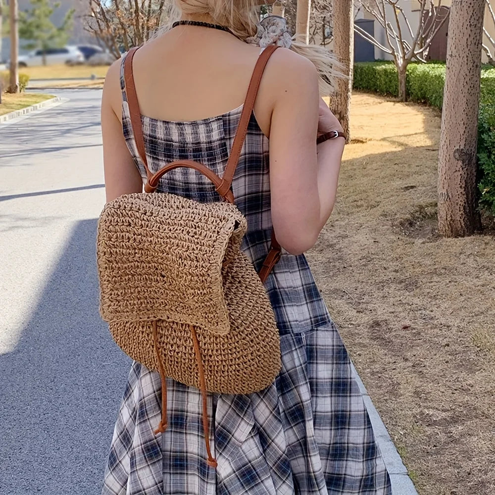 Versatile Large Woven Beach Backpack