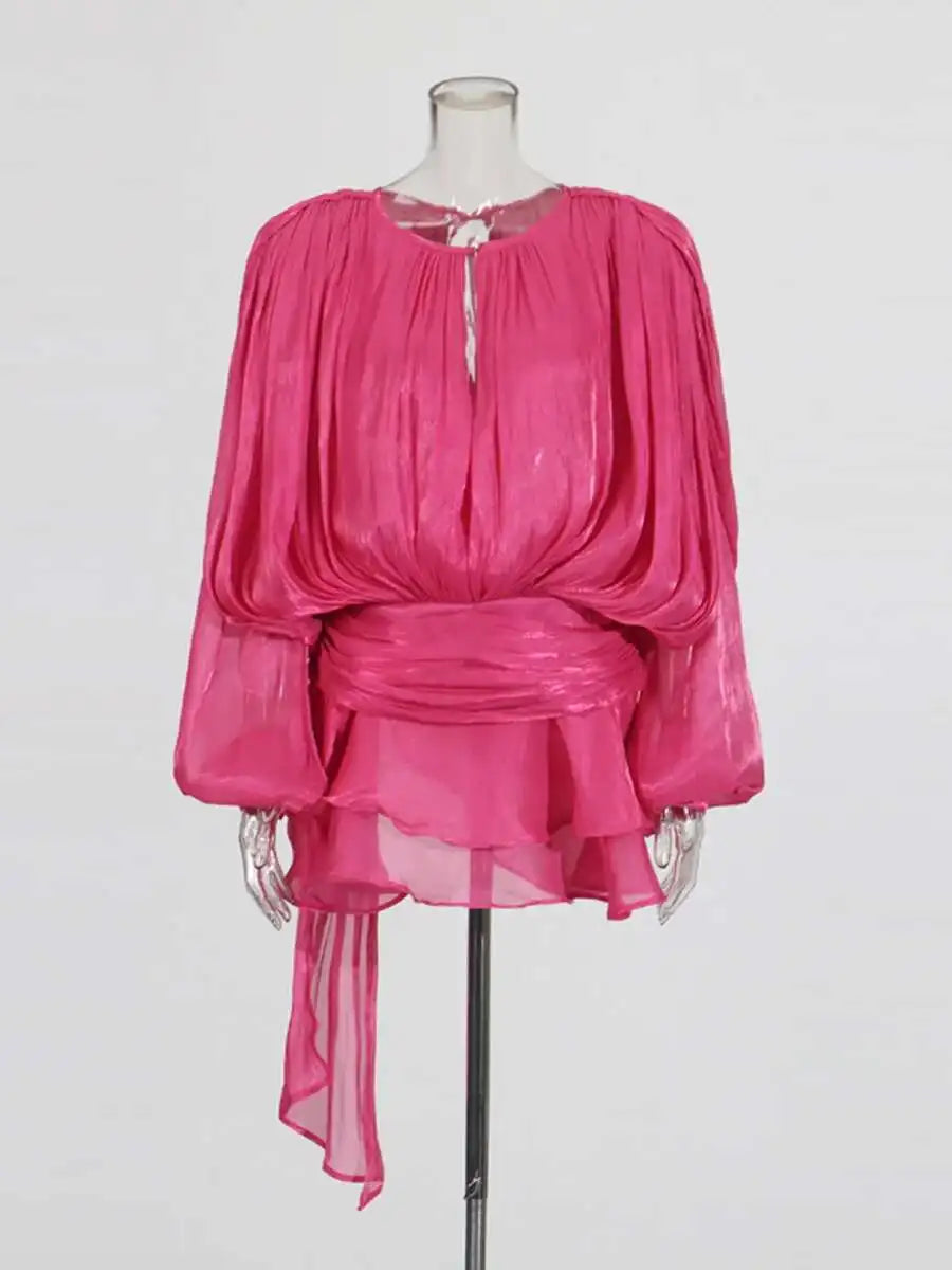 Sweet Lace-Up V-Neck Mini Dress