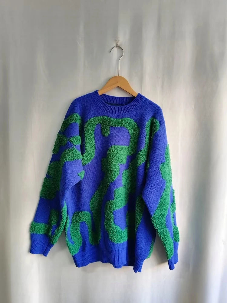 Loose O-neck Fuzzy Sweater