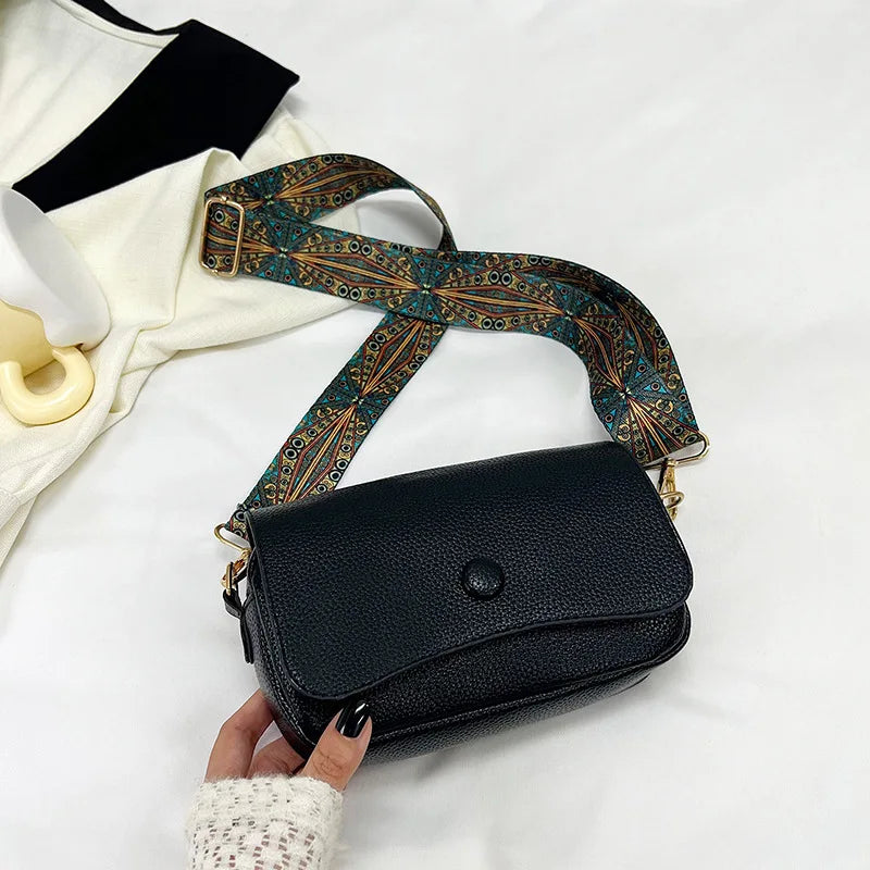 Wide Strap Crossbody Shoulder Bag