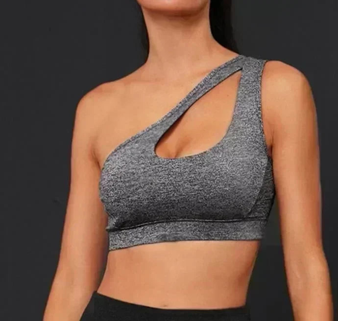 Sexy One-Shoulder Push-Up Sports Bra for Women