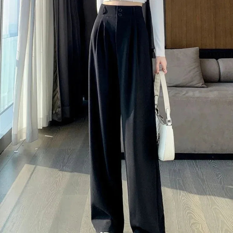 High Waist Straight Trousers