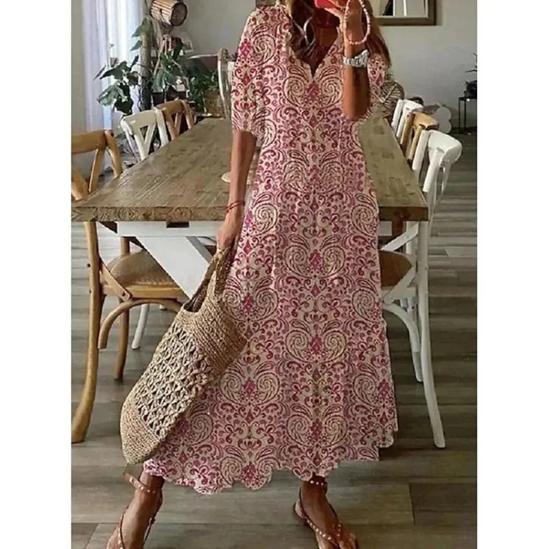 Flower Print Bohemian Dress