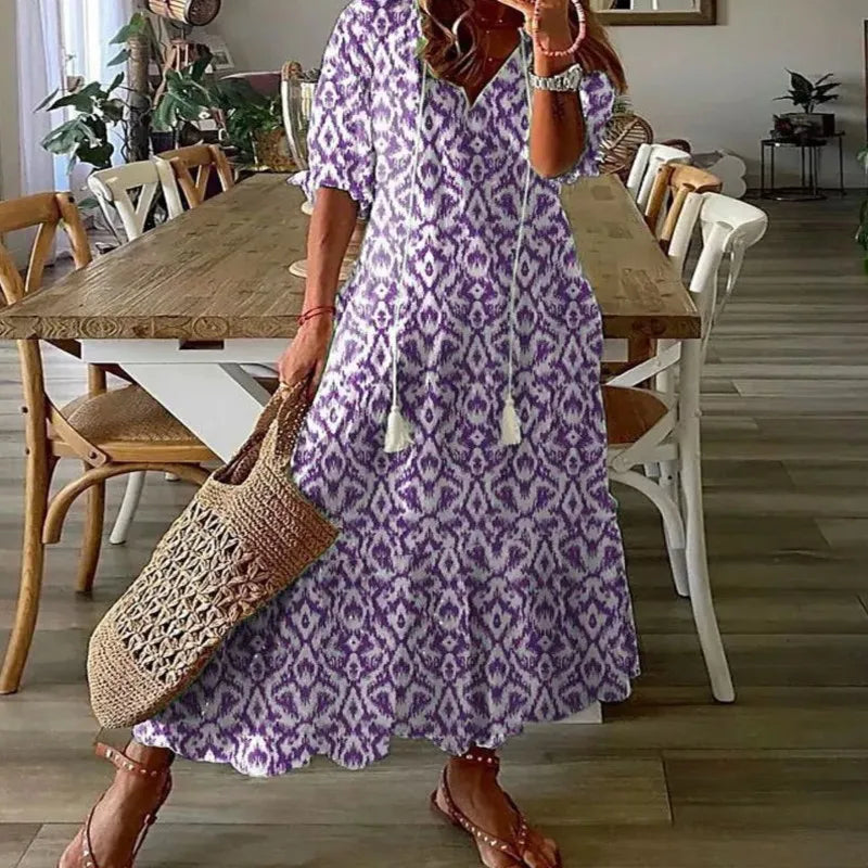 Flower Print Bohemian Dress