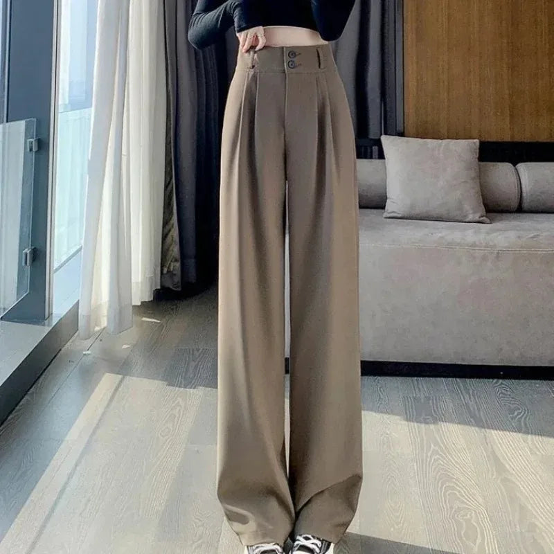 High Waist Straight Trousers