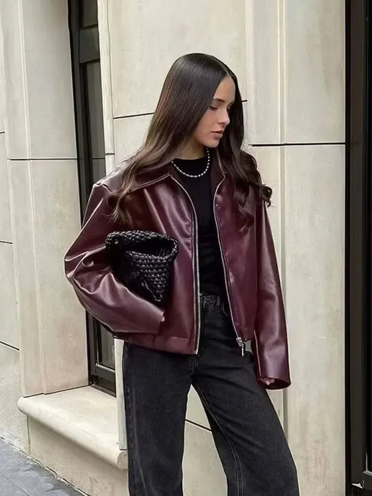 Faux PU Leather Jacket