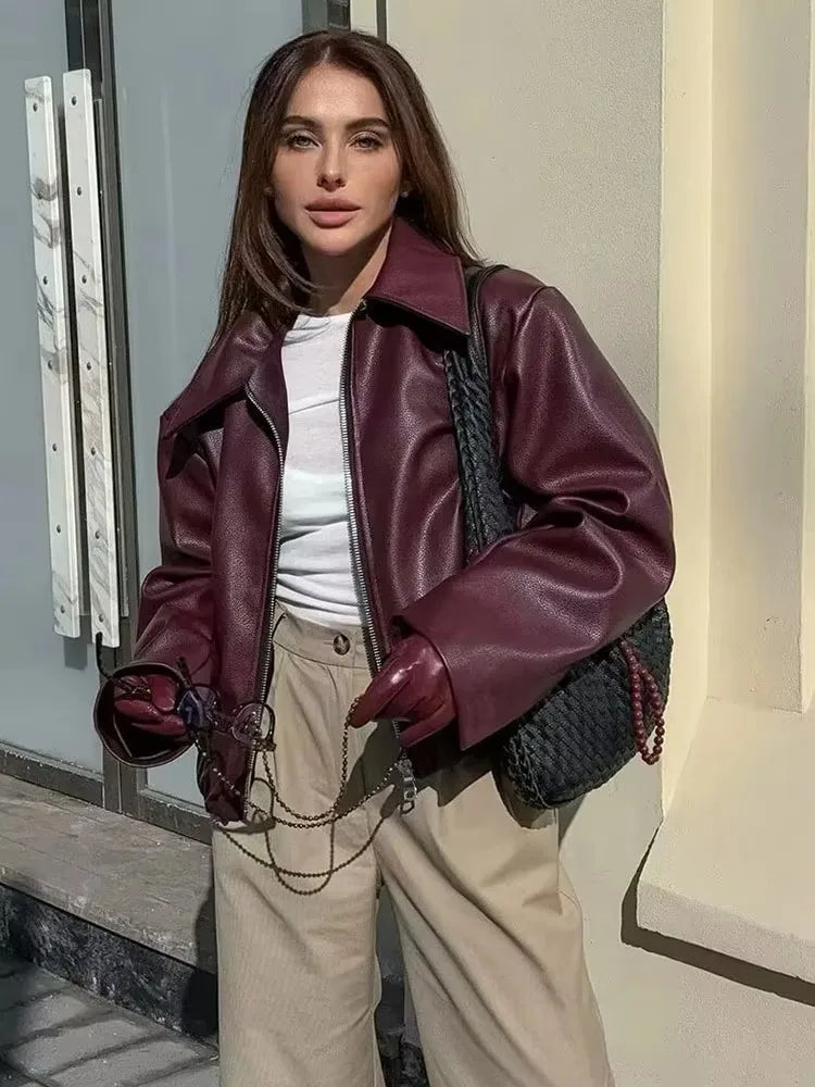 Faux PU Leather Jacket