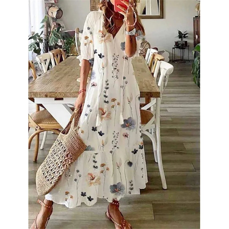 Flower Print Bohemian Dress