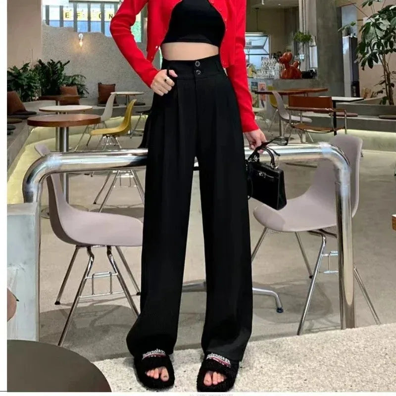 High Waist Straight Trousers